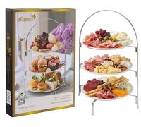 eGenuss Soporte para Tartas y Cupcakes de 3 Niveles - Torre Escalonada de Acero Inoxidable Plateado - Expositor Profesional para Postres, con Base Antideslizante para Buffet, Bodas y Celebraciones