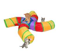 EGETOTA Túnel para gatos de interior grande, con bola de juego en forma de S, 4 vías, plegable, interactivo, con agujero para mirar, juguetes de tubo para mascotas, cachorros, gatitos, conejos, (S4 -