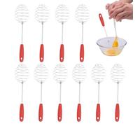 Egg Beater Whisk, Manual Frother Mixer, 2.17x9.84 Inches Stainless Cooking Gadget, 10 Pieces Kitchen Utensil Set for Milk Sauce Flour Matcha Baking Pancake Food Preparation and Daily Culinary Tasks