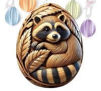 Egg Carving - Hand Painted Resin, Vivid Animal Miniature Sculpture, Easter Holiday Decoration, Artistic Desktop Ornament | Handcrafted Figurine, Basket Stuffers Home Kitchen Dining Living Room