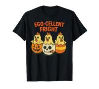 Egg-Cellent Fright Funny Halloween Chickens Design Camiseta