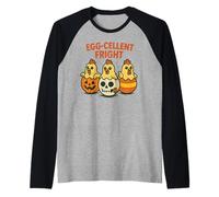 Egg-Cellent Fright Funny Halloween Chickens Design Camiseta Manga Raglan