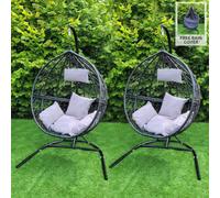 Egg Chair Banco colgante de ratÃ¡n para jardÃn Patio exterior Interior | con cojines