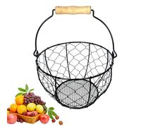 Egg Collecting Basket | Collection Carrier | Metal Wire Eggs Baskett with Wooden Handle Vintage Kitchen Storage | Ideal for Duck Collections Women Housewife