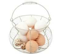Egg Collection Basket | 20x15cm Vintage Woven Wire Holder, Comfortable With Handle Wire Egg Basket - Compact For Kitchen Picnic Farmhouse Garden Harvest Easter Christmas Fruit Vegetable