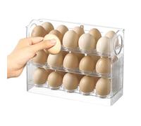 Egg Container - PET, Egg Holder, Refrigerator Organizer, Space Saver Tray | 3-layer Flippable Design, Durable, Easy Rotation, Kitchen, Pantry, Countertop, Home, Closet, Table For Eggs Storage