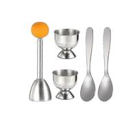 Egg Cracker Topper Set Soft Hard Boiled Eggs Separator Tool 2 Egg Cups,2 Metal Spoons&1 Soft Boiled