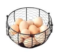 Egg Gathering Basket - Iron 20x20x12cm Round Carrying Storage Organizer | Large Capacity Basket For Eggs Fruits Vegetables Potatoes Tomatoes | Kitchen Dining Home Farm Use