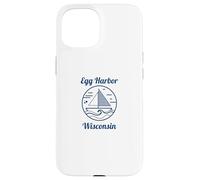 Egg Harbor Wisconsin Sailboat and Waves Nautical Carcasa para iPhone 15