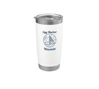 Egg Harbor Wisconsin Sailboat and Waves Nautical Vaso térmico de acero inoxidable de doble pared