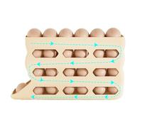 Egg Holder, 4 Layer Rolling Dispenser Tray, 30 Egg Storage Box with Auto Slide Feature, Anti-Slip Container for Fridge, Kitchen, Bakery, Picnic, Prep Rv Market Commercial Use 13.86x2.76x7.72 Inches