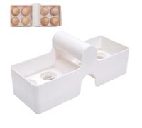 Egg Holder, Egg Carrier Storage Container, Stackable Dispenser Tray, Holds 12 Eggs, White Color, Curved Handle Design for Refrigerator, Kitchen, Home, Picnic and Hiking Use
