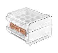 Egg Holder for Fridge | 32-Grid Drawer Storage Container with Date Display for Eggs | Stackable Fridge Organizer | for Countertop Refrigerator Pantry Shelf Kitchen Picnic Apartment