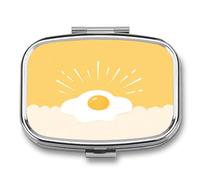 Egg Like The Sun - Pastillero portátil con 2 compartimentos, organizador de pastillas de viaje para bolso de bolsillo