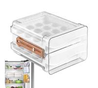 Egg Organizer for Refrigerator -32 Grid Eggs Dispenser, Drawer with Date Display, Fridge Drawer Dispenser for Countertop, Refrigerator Countertop Pantry Kitchen Picnic, Durable Convenient Easy Use