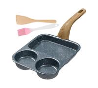 Egg Pan - 3 Section Non Stick Breakfast Skillet, Non Stick Egg Frying Pan with Spatula & Brush | Heat Resistant Handle Pans for Pancakes, Omelettes, Bacon & Easy Meal Preparation on Gas or Induction