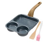 Egg Pan, 3 Section Non Stick Pancake and Omelette Skillet with Spatula and Oil Brush, Heat Resistant Handle Breakfast Cooking Frying Pan for Eggs Bacon Pancakes Omelette Meal Preparation Kitchen