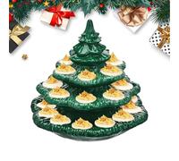 Egg Plate - Deviled Egg Container for Stackable Storage | Christmas Tree Shape Reusable Tableware with Lid & Lightweight Design for Brunch Tea Snack Appetizer Catering Party Easter Picnic Display