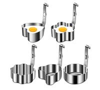 Egg Ring Set, Stainless Steel Pancake Crumpet Molds, Non-Stick Breakfast Cooking Rings, Heat-Resistant Handles, Ideal for Omelettes, Burgers, Sandwiches, Flapjacks, Crumpets, 10x6.7x3.5cm Silver