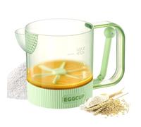 Egg Stir Cup - Semi Auto Press Whisk Mixer, Hand Crank Agitation Vessel, Food Grade Chamber, Baking Cooking Home Dining Foam Coffee Drink Usage Splash Guard Lid System, Culinary Beverage Tool