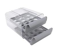 Egg Storage Box for Refrigerator | Double Layer Transparent Egg Drawer with 32 Lattice | Large Capacity Organizer for Eggs/Refrigerator/Kitchen | Shatterproof & Stackable (Gray)