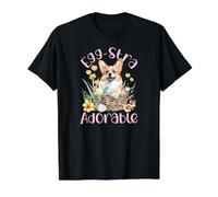 Egg-stra Adorable Cute Corgi Floral Cesta de Pascua Corgi Camiseta gráfica económica, Hombre, Negro, M