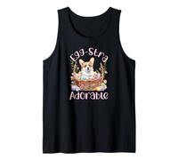 Egg-stra Adorable Cute Corgi Floral Cesta de Pascua Corgi Camiseta sin Mangas