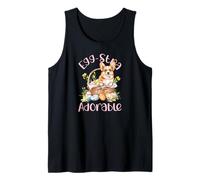 Egg-stra Adorable Cute Corgi Floral Cesta de Pascua Corgi Camiseta sin Mangas