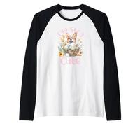 Egg-stra Cute Adorable Corgi Floral Cesta de Pascua Corgi Camiseta Manga Raglan