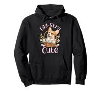 Egg-stra Cute Adorable Corgi Floral Cesta de Pascua Corgi Sudadera con Capucha