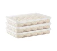 Egg Tray For Refrigerator, Egg Organizer Dumpling Storage Container, 3 Pieces Large Stackable Microwave Safe For Fridge Kitchen Pantry Home Apartment Restaurant Action Christmas