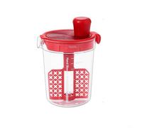 Eggbeater - Mezclador de salsa con vaso de drenaje y báscula, herramienta de cocina de mano para mezclar y filtrar con precisión salsas y aderezos (rojo)