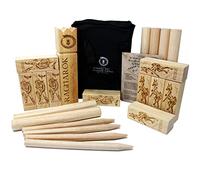Eggcellence© Vikingo Kubb Ragnarök Edition - Juegos como Odin o FENRIS - Ajedrez sueco de madera de árbol de goma - Kubb juego exterior madera original