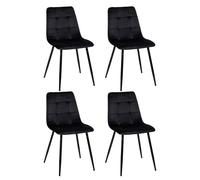 EGGREE Juego de 4 sillas de comedor de terciopelo con acolchado de diseño moderno, sillas de cocina, para comedor, salón, dormitorio, patas de metal, capacidad de carga de 150 kg, color negro