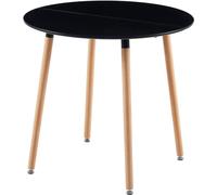 EGGREE - Mesa de comedor redonda para 2 4 personas, mesa de cocina, diseño escandinavo, patas de madera, 80 x 80 x 73 cm, color negro