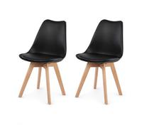 EGGREE Pack 2 Sillas Comedor Cocina Nórdicas Tapizadas Patas Haya Negro