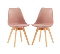 EGGREE Pack de 2 Sillas Comedor Sillas de Cocina Nórdico con Asiento Tapizado y Las piernas de Madera de Haya Maciza - Rosa Ahumado