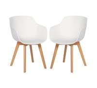 EGGREE Pack de 2 Sillas de Cocina Nordic Moderno Sillón Comedor Escandinava con Las Piernas de Madera de Haya Blanco