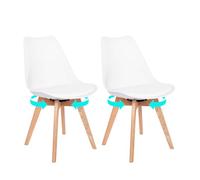 EGGREE Pack de 2 Sillas de Comedor Giratoria, Silla Giratoria sin Reposabrazos, con Las piernas de Madera de Haya Maciza, Blanco