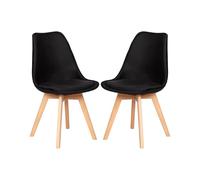 EGGREE Pack de 2 Sillas de Comedor Terciopelo Sillas Cocina Nordica con Asiento Tapizado de Terciopelo y Patas de Haya, Negro