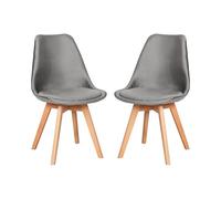 EGGREE Pack de 2 Sillas de Comedor Terciopelo Sillas Cocina Nordica con Asiento Tapizado de Terciopelo y Patas de Haya, Gris Oscuro