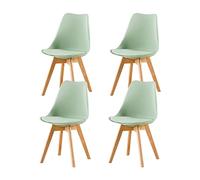 EGGREE Pack de 4 Sillas Comedor, Sillas de Cocina Nórdico con Asiento Tapizado y Las piernas de Madera de Haya Maciza - Verde Helado