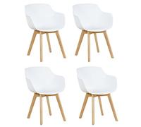 EGGREE Pack de 4 Sillas de Cocina Nordic Moderno Sillón Comedor Escandinava con Las Piernas de Madera de Haya Blanco