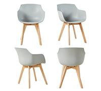 EGGREE Pack de 4 Sillas de Cocina Nordic Moderno Sillón Comedor Escandinava con Las Piernas de Madera de Haya Gris