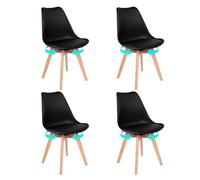 EGGREE Pack de 4 Sillas de Comedor Giratoria, Silla Giratoria sin Reposabrazos, con Las piernas de Madera de Haya Maciza, Negro