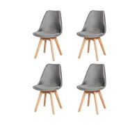EGGREE Pack de 4 Sillas de Comedor Terciopelo Sillas Cocina Nordica con Asiento Tapizado de Terciopelo y Patas de Haya, Gris Oscuro