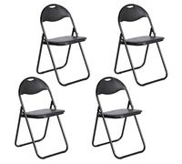 EGGREE Pack de 4 Sillas Plegables Negro Asiento de PVC Suave con Marco de Metal y Diseño de Asa, Conjunto de Sillas Portátiles para Camping con Capacidad de Carga 120kg (Jardín Oficina Relajación)