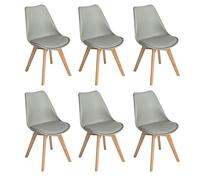 EGGREE Pack de 6 Comedor/Silla de Oficina con Las piernas de Madera de Haya Maciza (TM) sillas sin Brazos Acolchada para Mayor comodida - Gris