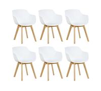 EGGREE Pack de 6 Sillas de Cocina Nordic Moderno Sillón Comedor Escandinava con Las Piernas de Madera de Haya Blanco