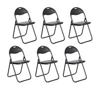 EGGREE Pack de 6 Sillas Plegables Negro Asiento de PVC Suave con Marco de Metal y Diseño de Asa, Conjunto de Sillas Portátiles para Camping con Capacidad de Carga 120kg (Jardín Oficina Relajación)